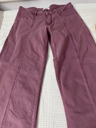 Pantalón ancho Mango rosa vino