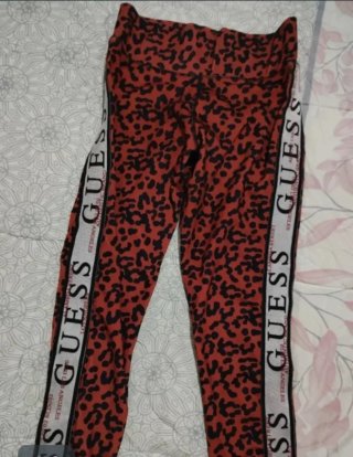 Leggings Guess Leopardo Rojo Push Up Talla S