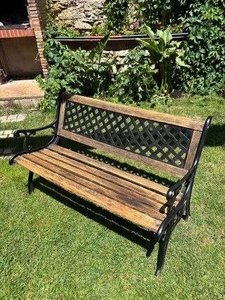 Banco de jardín madera y hierro