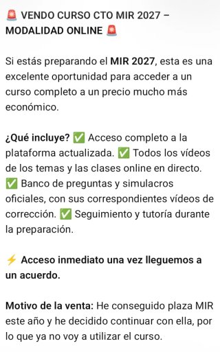 VENDO CURSO CTO MIR 2027, MODALIDAD ONLINE.