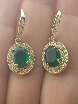 Pendientes Oro 18k Chapado con Circonitas Verdes