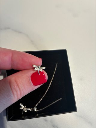 Conjunto de pendientes y cadena plata