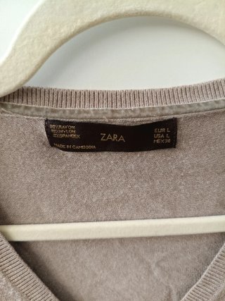 Jersey Zara cuello pico marrón talla L