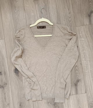 Jersey Zara cuello pico marrón talla L