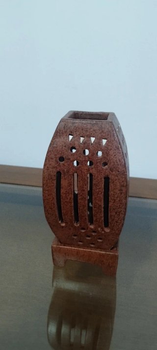 Farol decorativo cerámica marrón