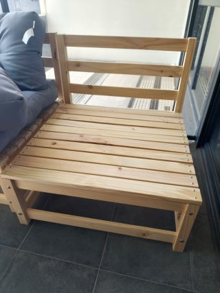 Conjunto sofá (4 módulos)y mesa exterior madera