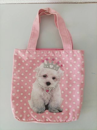 Bolso rosa infantil con perrito y corona