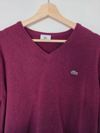 Jersey Lacoste Burdeos Lana virgen