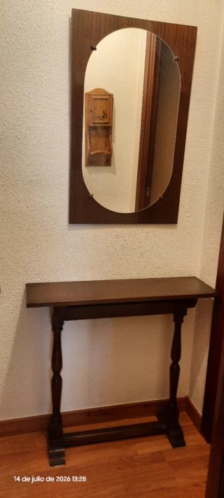 Taquilla y espejo recibidor madera