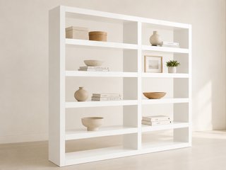 Estantería blanca bifacial de madera