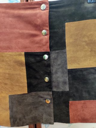 Falda Mango Patchwork Piel