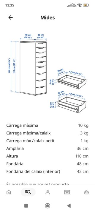 Cajonera Alex 9 cajones Ikea