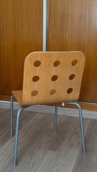 Silla Nórdica Vintage Madera Curvada y Metal