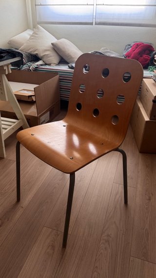 Silla Nórdica Vintage Madera Curvada y Metal