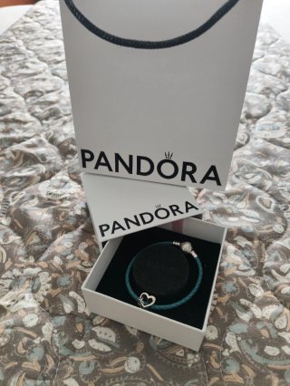 Pulsera Pandora Corazón Plata y Teal