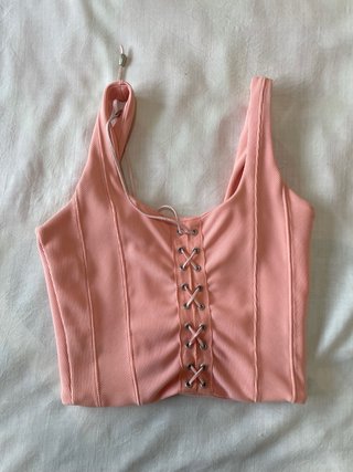 Top Corsé Coral con Cordones