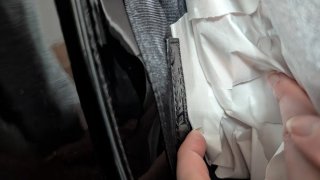 Borsa Diesel Nera e Argento in Pelle Scamosciata