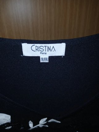 Vestido fiesta CRISTINA E. negro/blanco T.XXL