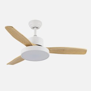 Ventilador de techo madera y blanco