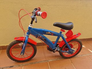 Bicicleta Infantil Spiderman 14 Azul y Roja