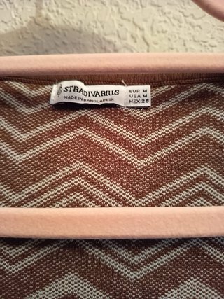 Top STRADIVARIUS Zigzag Marrón y Blanco