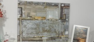 Cuadro abstracto moderno beige y plata