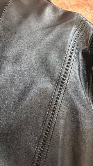 Chaqueta Bomber Cuero Vintage Negra