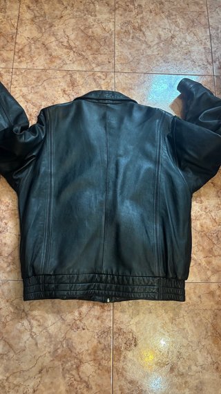 Chaqueta Bomber Cuero Vintage Negra