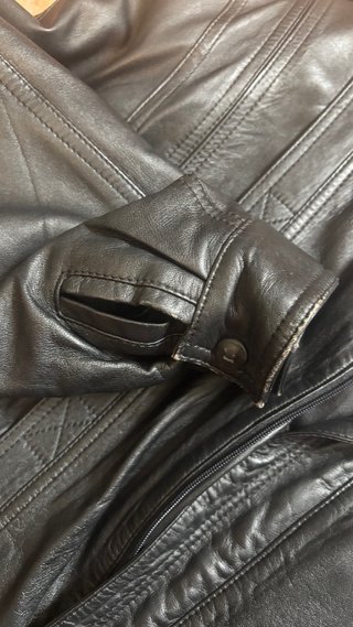 Chaqueta Bomber Cuero Vintage Negra