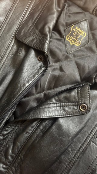 Chaqueta Bomber Cuero Vintage Negra