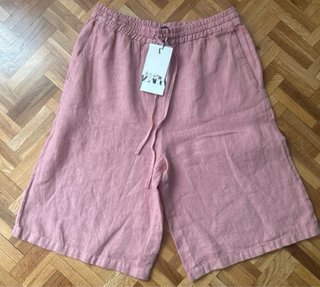Conjunto Zara 100 % Lino Bomber y Bermuda Rosa XS