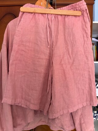 Conjunto Zara 100 % Lino Bomber y Bermuda Rosa XS