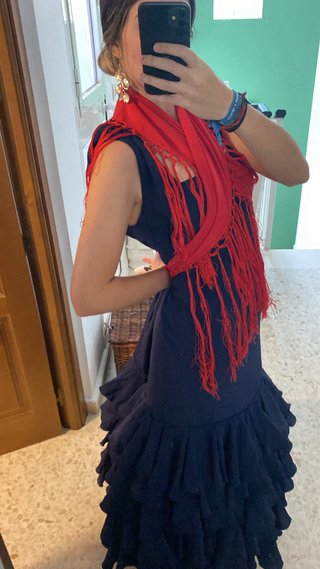Traje de flamenca negro y rojo TALLAXXL