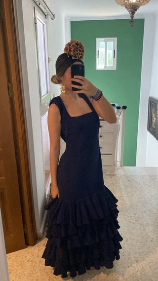 Traje de flamenca negro y rojo TALLAXXL