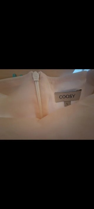 Vestido Coosy blanco y burdeos talla L