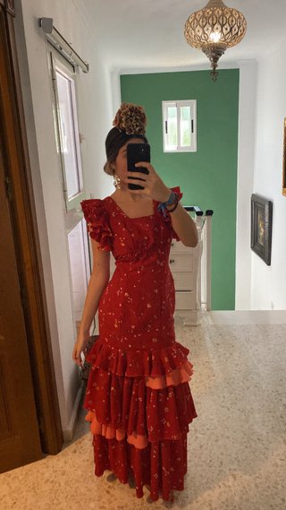 Traje de flamenca rojo con volantes TALLA M