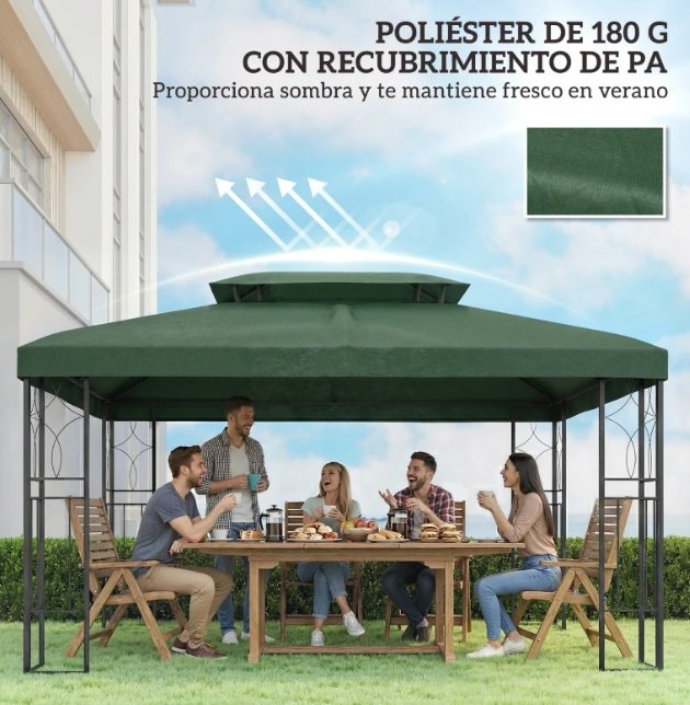 Tenda di Ricambio 4x3m Doppio Tetto Verde