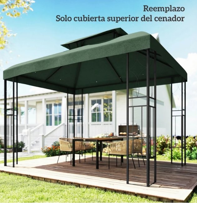 Tenda di Ricambio 4x3m Doppio Tetto Verde