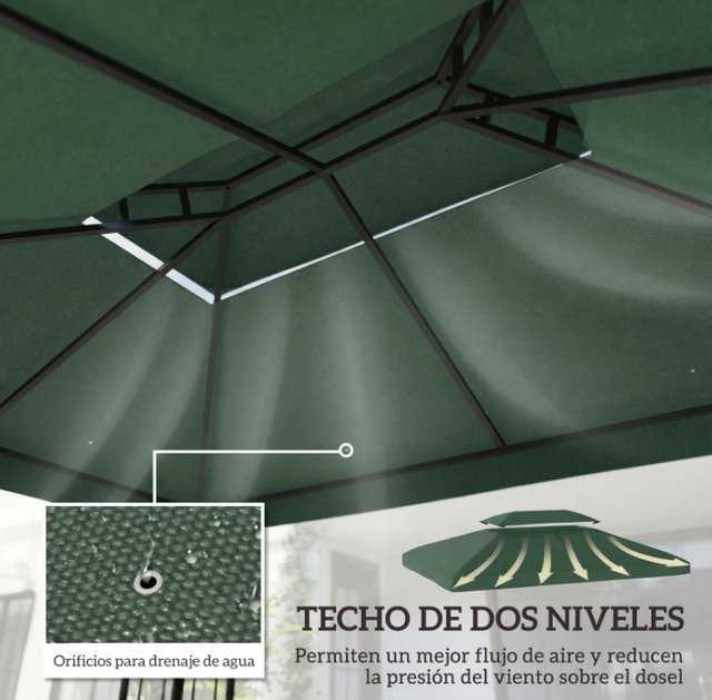Tenda di Ricambio 4x3m Doppio Tetto Verde