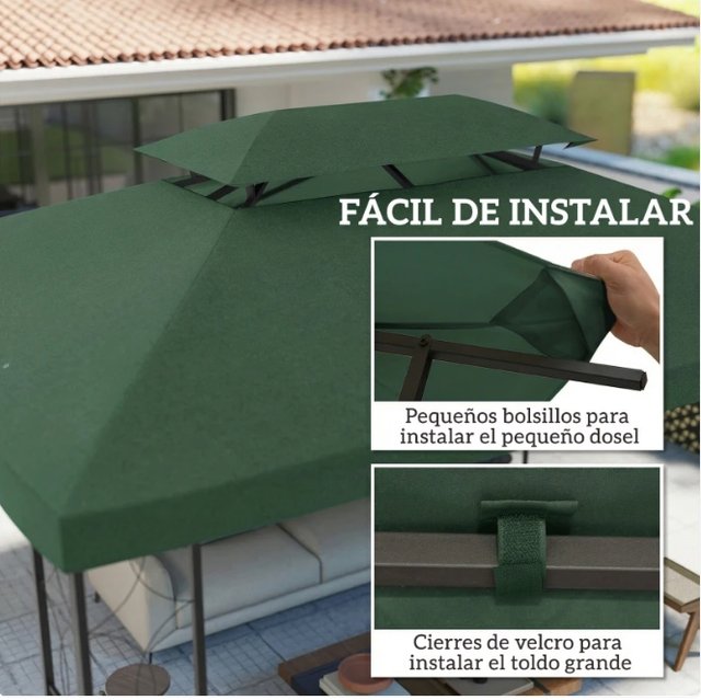Tenda di Ricambio 4x3m Doppio Tetto Verde