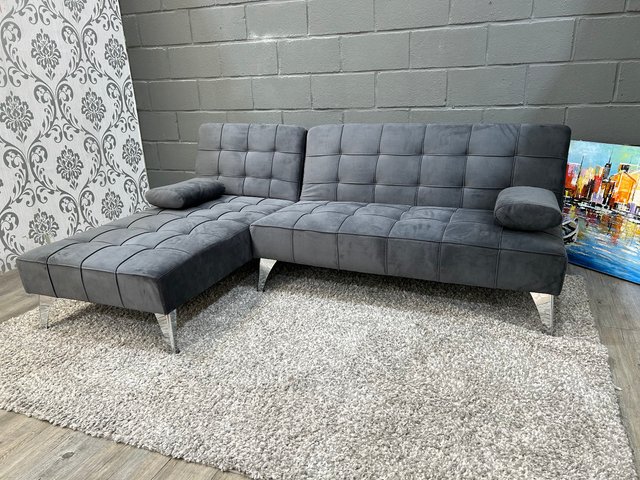 Sofá Cama Chaiselong Gris Terciopelo Chollo!