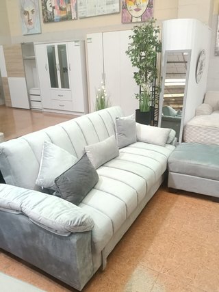 Sofá Cama Gris y Blanco