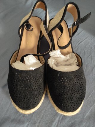Sandalias esparto yute mujer negras talla 39 Nueva