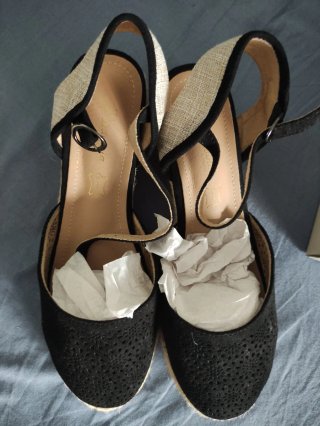 Sandalias esparto yute mujer negras talla 39 Nueva