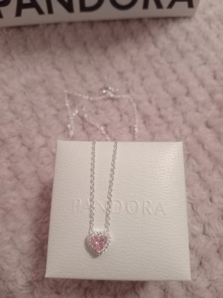 Collar Pandora Corazón Rosa Plata