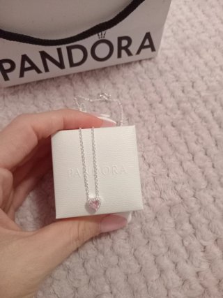 Collar Pandora Corazón Rosa Plata