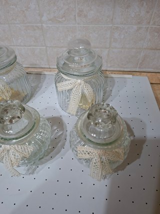 Set 5 barattoli decorati con pizzo
