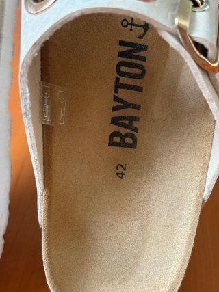 Sandalias Bayton Talla 42 Blanco/Dorado
