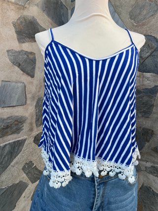 Top tirantes rayas azul y blanco