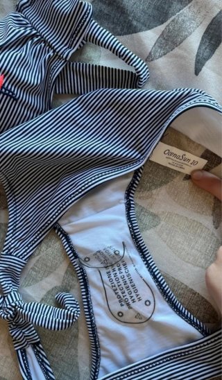 Bikini rayas bordado flamencos y cactus talla L